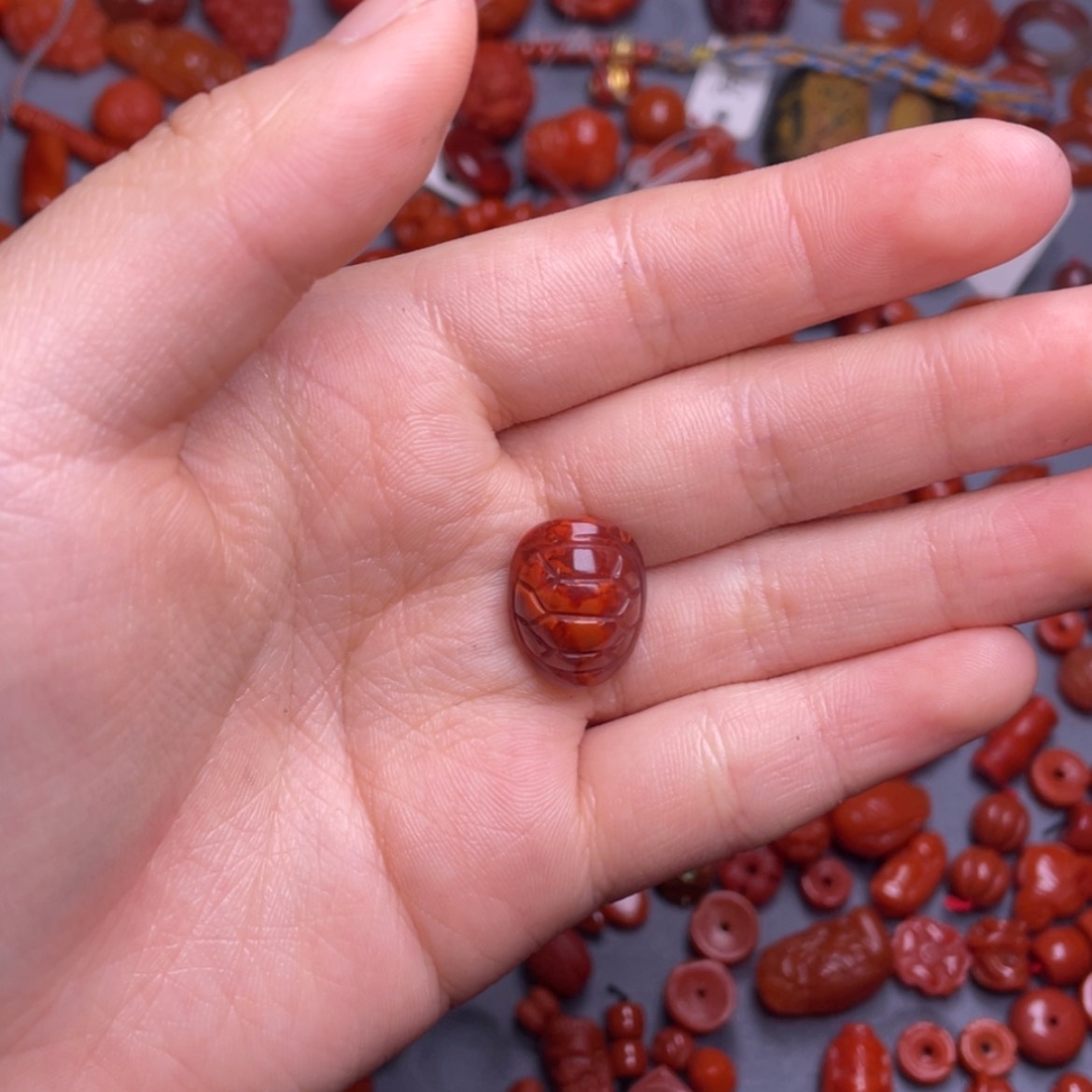 【闪购商品】南红玛瑙未镶嵌火焰纹龟壳12.6