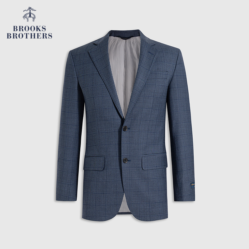 Brooks Brothers/布克兄弟男士25秋冬款绵羊毛格纹复古西装外套
