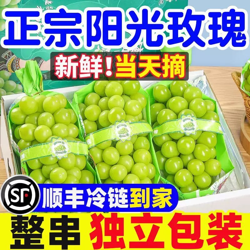 w【今天拍明天到】正宗阳光玫瑰葡萄当季新鲜水果爆汁无核无籽整箱发货云南省