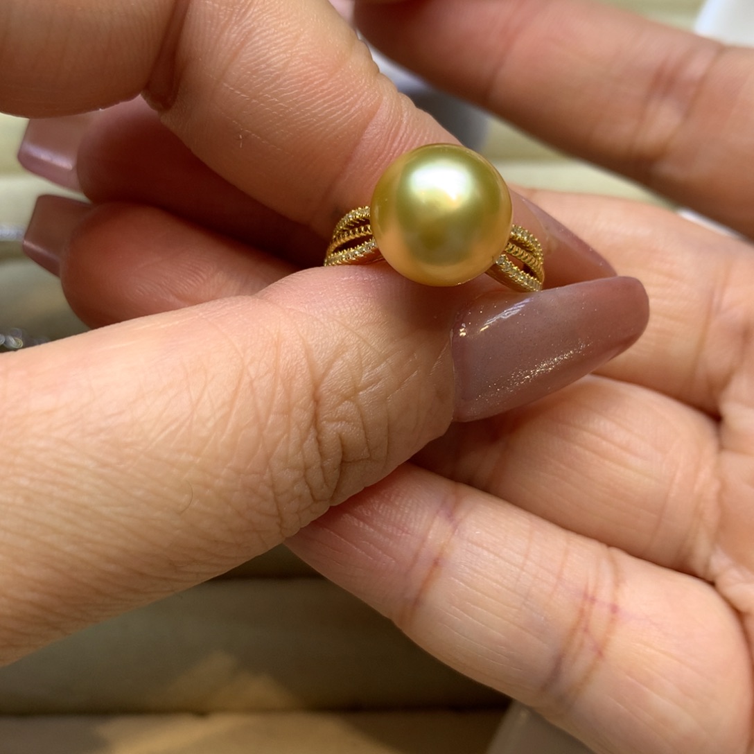 银S925镶嵌戒指海水珍珠