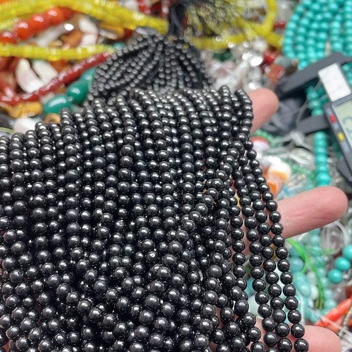 玛瑙/玉髓珠宝半成品未镶嵌一条4.7mm黑柳