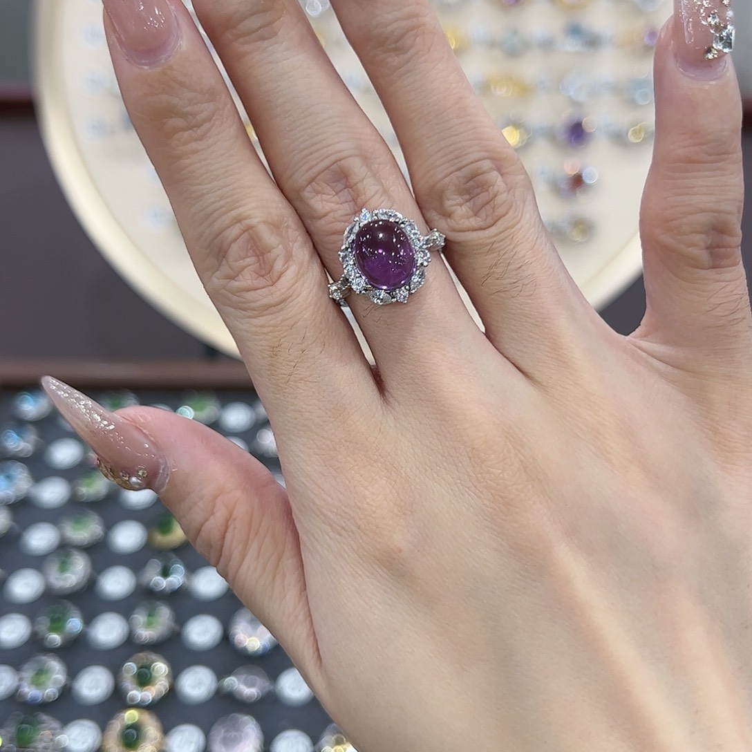 蛇纹石玉戒指银S925镶嵌