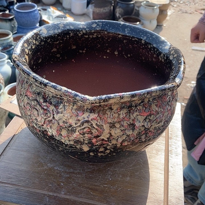 红陶紫砂花盆武穆云仓