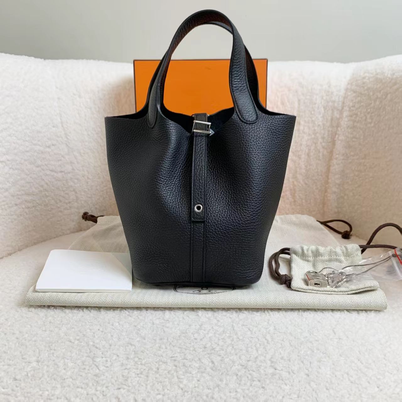 99新 Hermes/爱马仕 壹臻/黑银菜篮子18 W刻tc 30920953