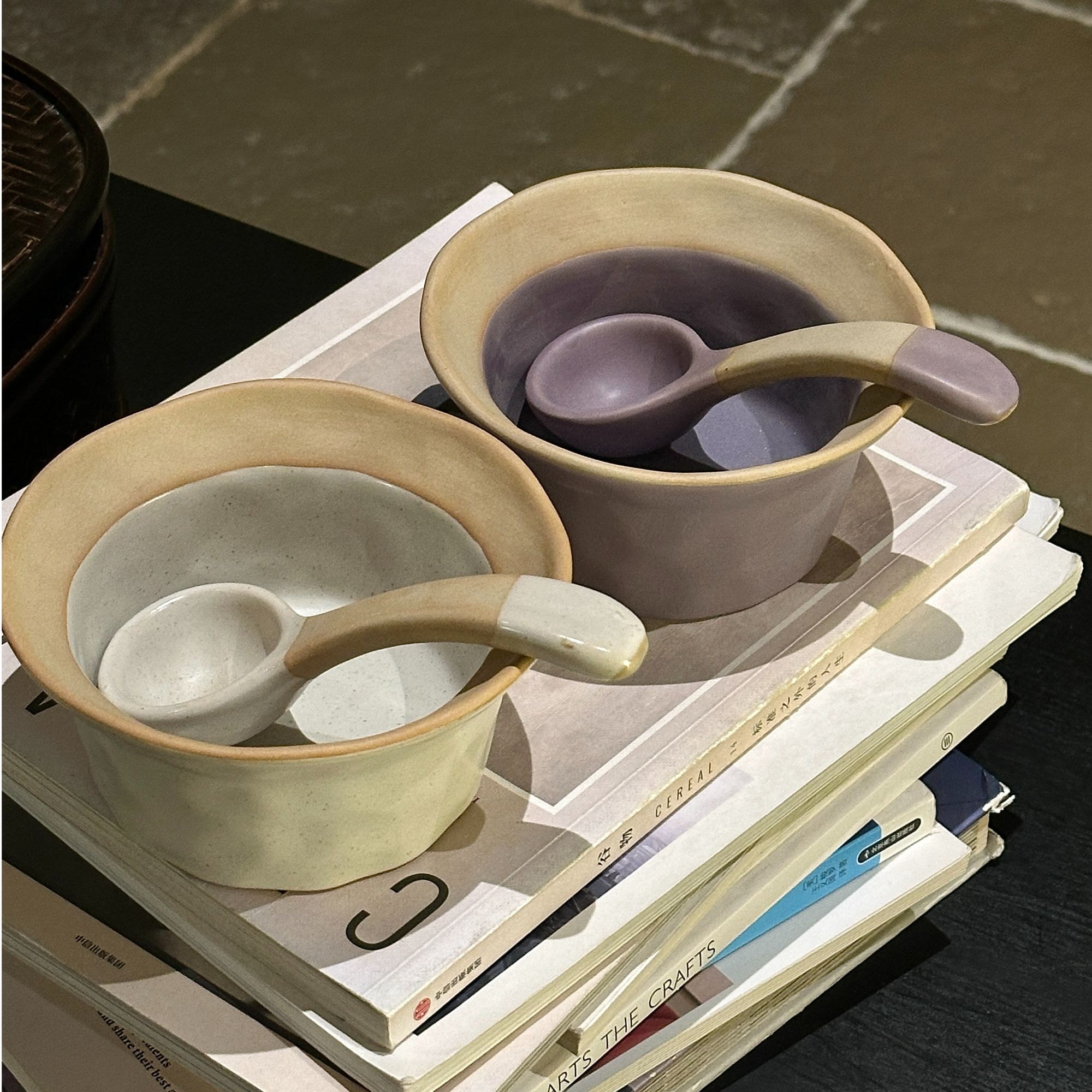 deardali日式陶瓷碗轻奢复古粗陶帽帽碗胖胖家用勺子沙拉碗米饭碗