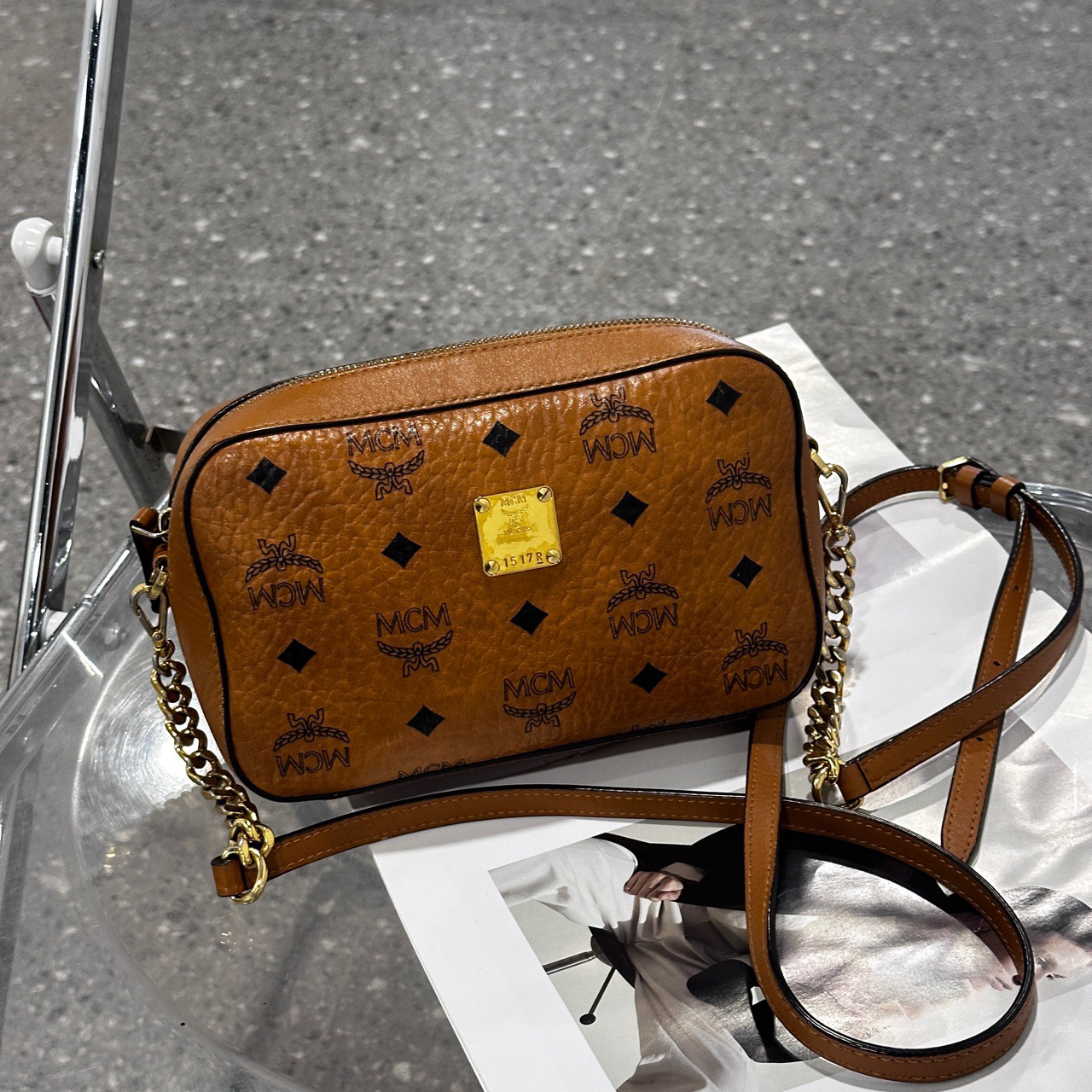 95新 MCM 干邑色相机斜挎包/聪聪/95新