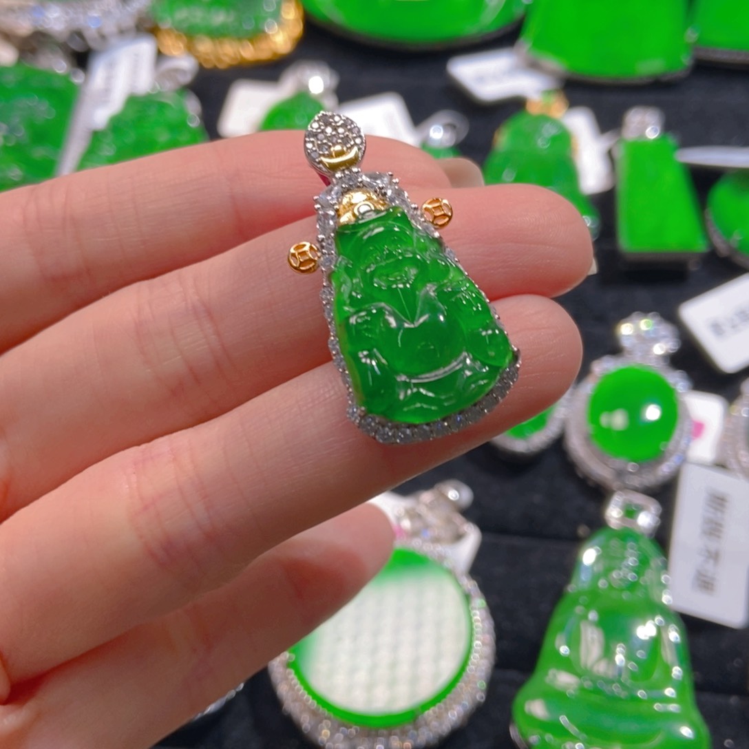 翡翠吊坠(不含链)银S925镶嵌