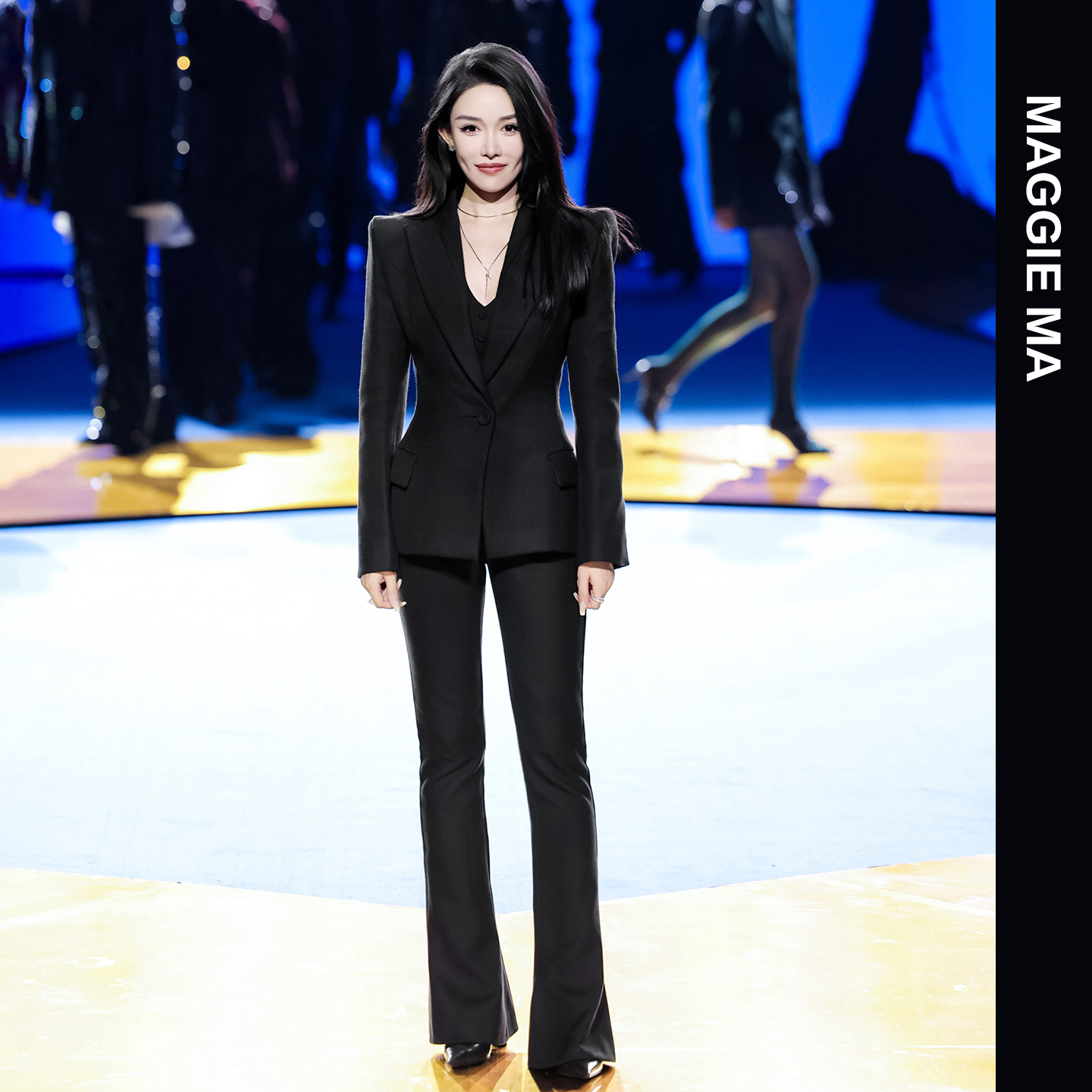 MAGGIE MA马婧设计师款黑色干练利落剪裁修身西装套装471C/493P