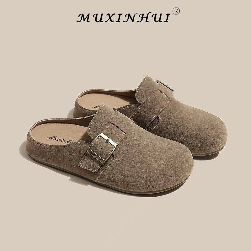 【品牌】3cm厚底包头鞋女小个子增高一脚蹬2025外穿勃肯半拖7280