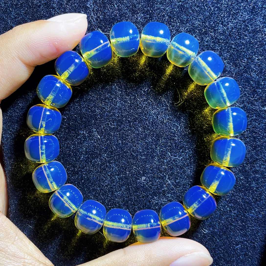 蓝珀裸石未镶嵌老型11手串