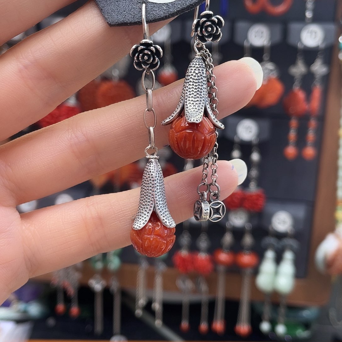 翡翠耳饰银S925镶嵌随*774ghjhgg