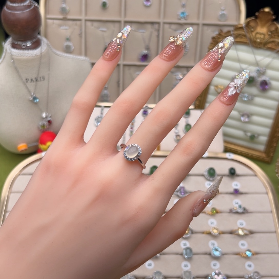 蛇纹石玉钛钢戒指