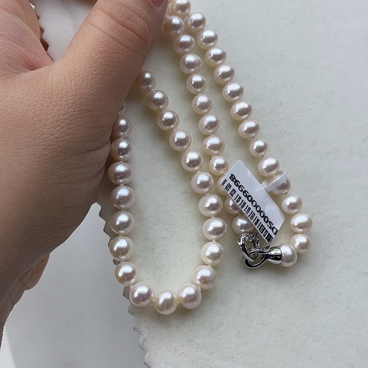 淡水珍珠颈饰未镶嵌卡7➕极光白炫蔓塔玫瑰色