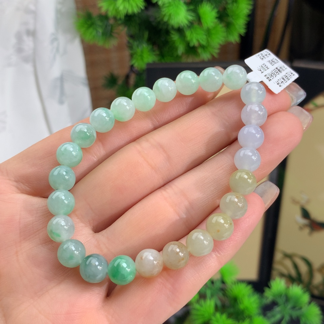 翡翠手链未镶嵌冰胶多宝手链卡7.7m m