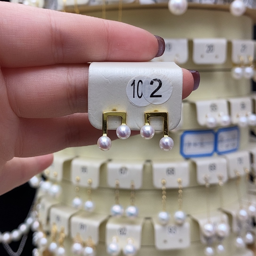 淡水珍珠耳饰银S925镶嵌