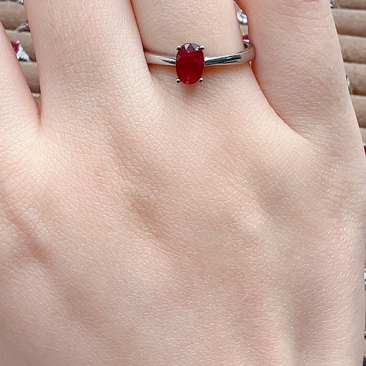 红宝石戒指银S925镶嵌