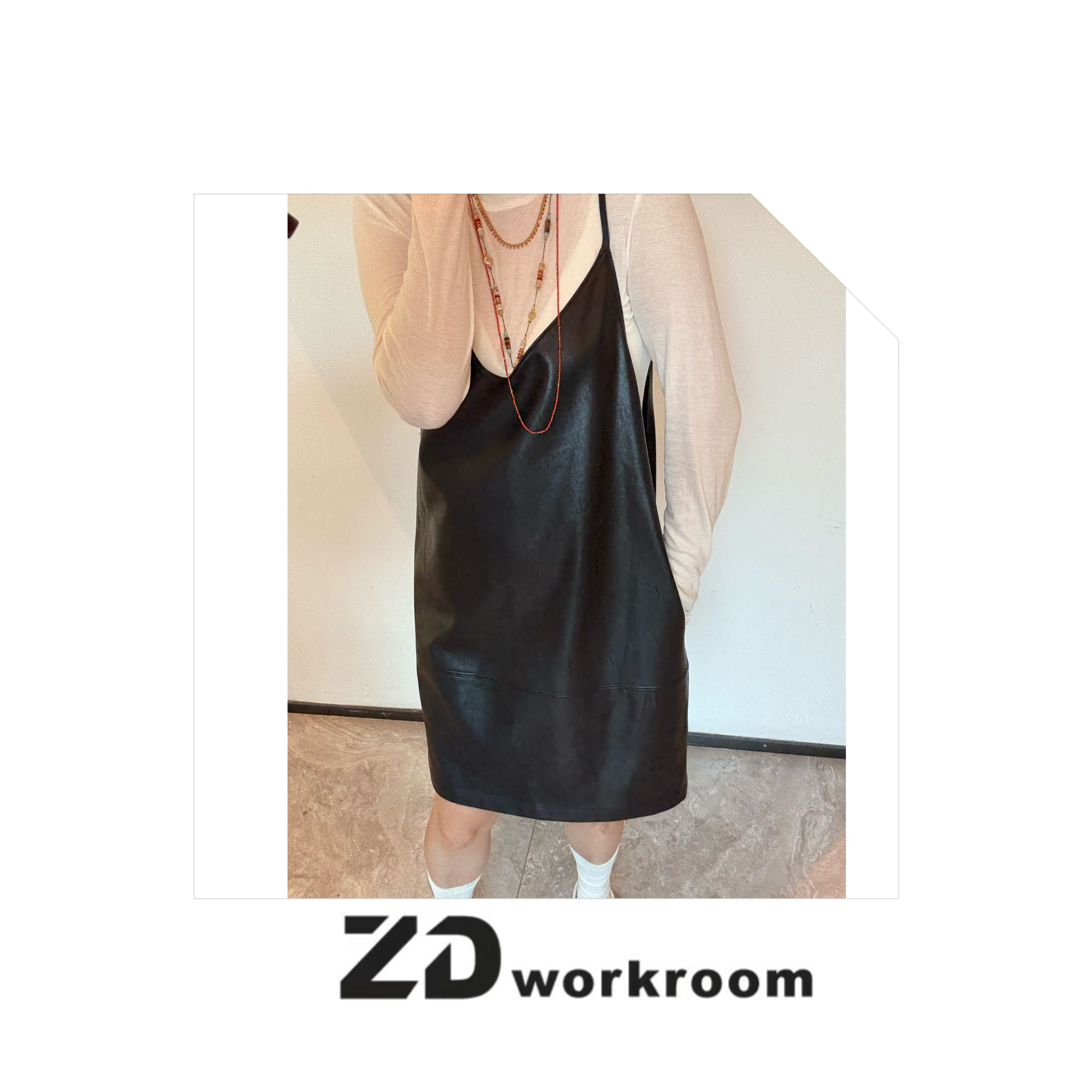【Z.D/WORKROOM】25/26秋冬精致时髦蛋白皮中长款吊带裙 百搭简约