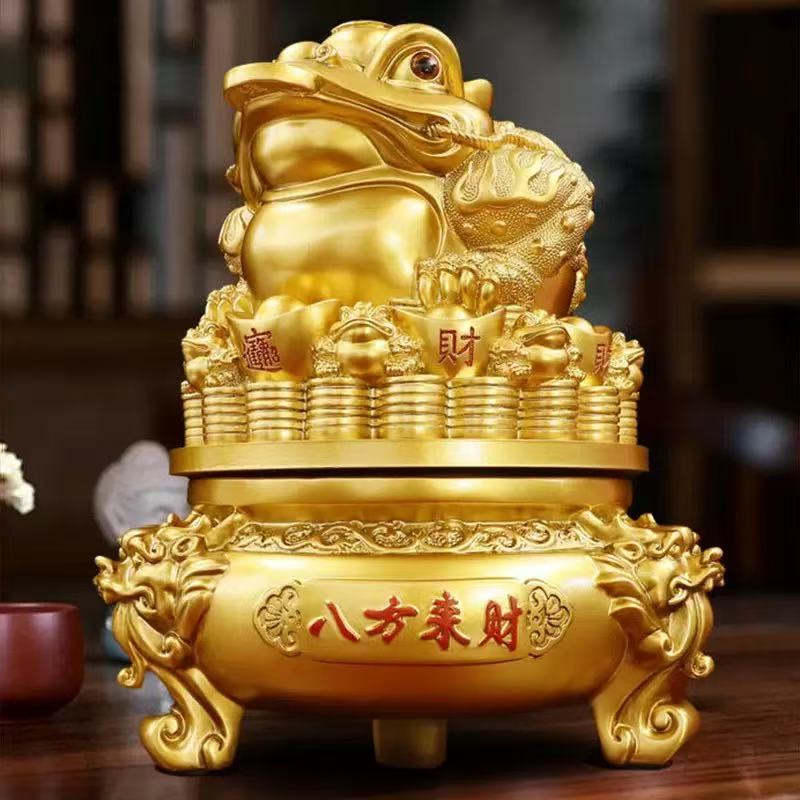 2八方来财金蟾招财铜摆件三足金蝉蟾蜍公司办公室店铺装饰品