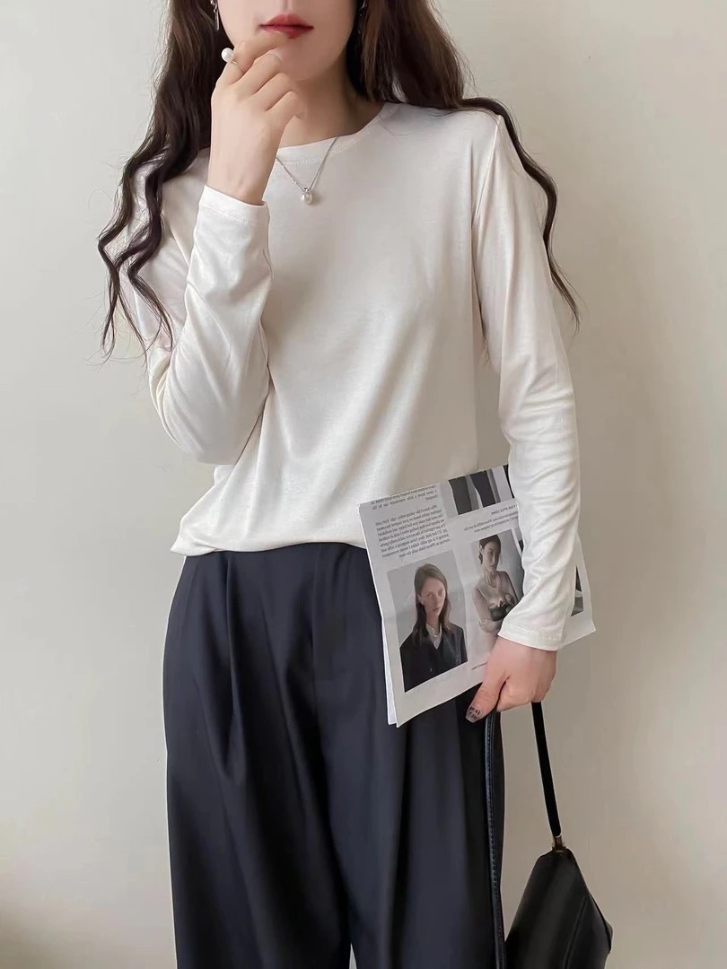 [大芳精选]长袖时尚百搭水溶打底衫