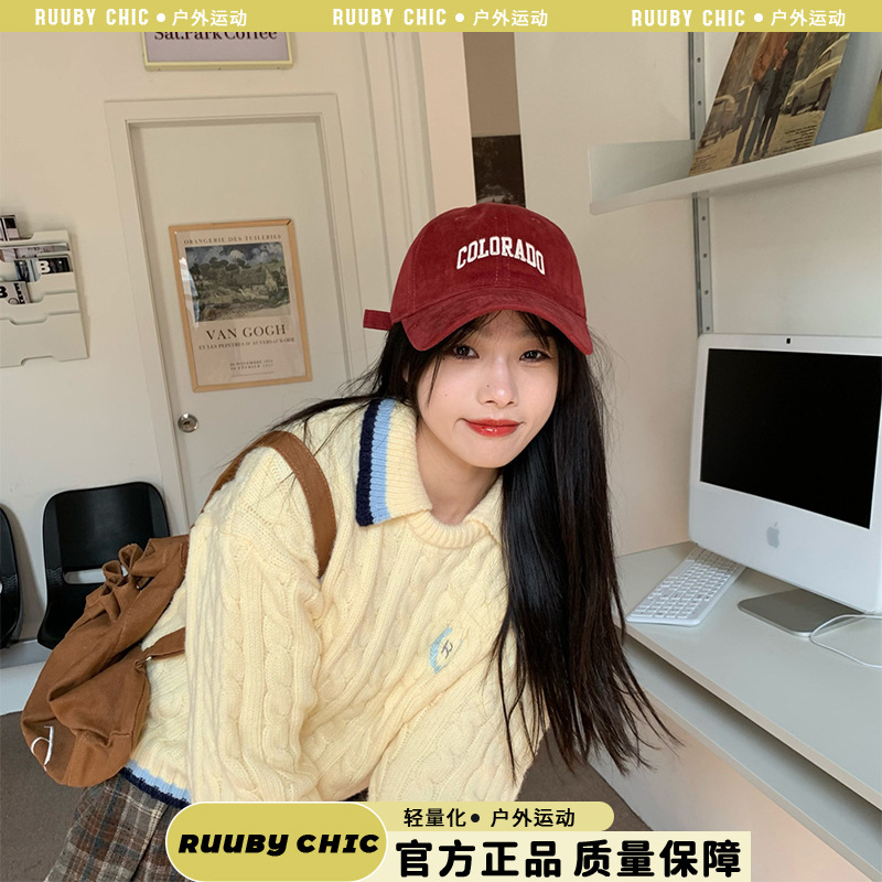 棒球帽刺绣小众男女甜酷字母百搭韩系日系防晒可爱多巴胺鸭舌帽