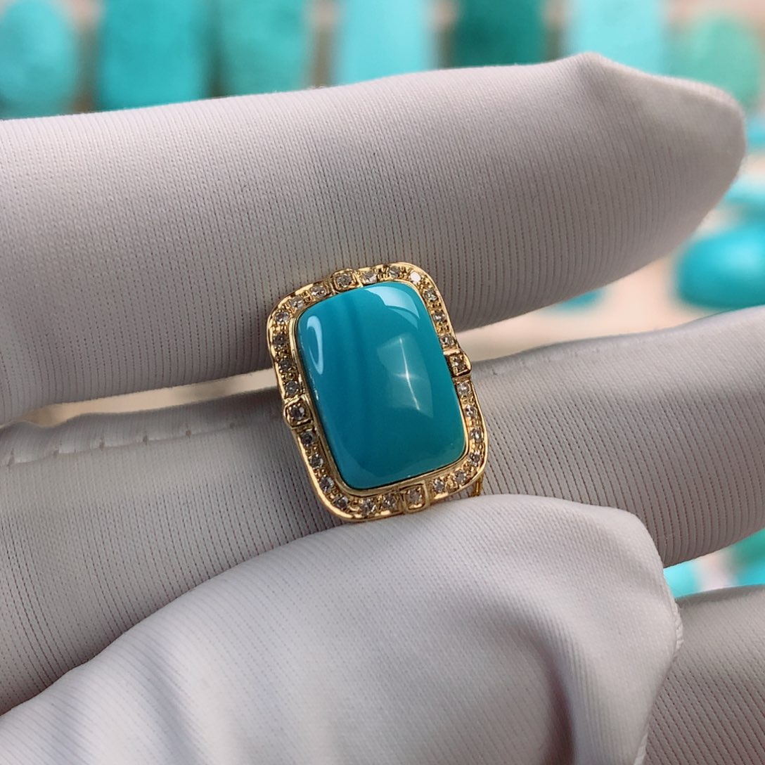 绿松石挂件18K金镶嵌