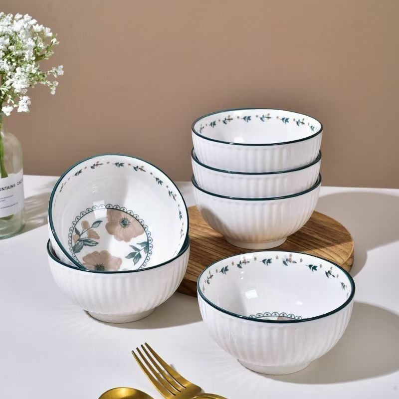 夏末4.5英寸加厚浮雕米饭碗釉下彩破损补偿不补发