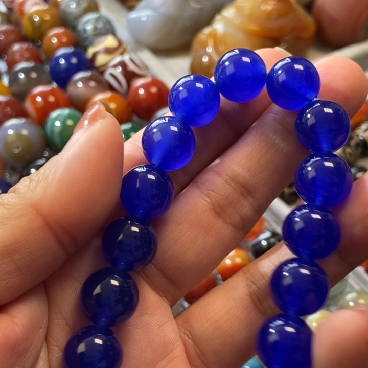 玛瑙/玉髓未镶嵌珠宝半成品12mm蓝色8个