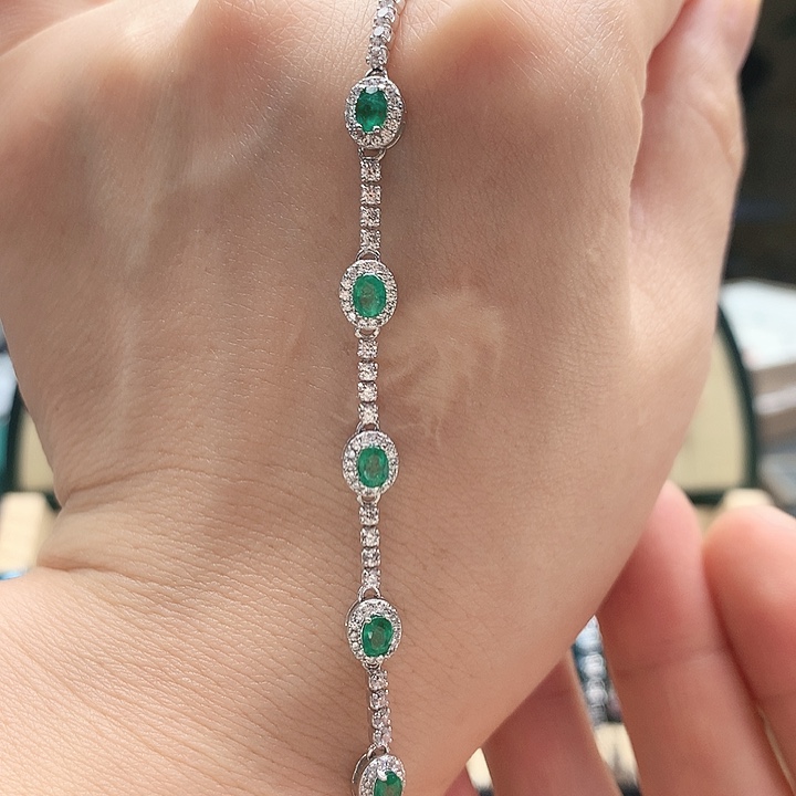 祖母绿手链银S925镶嵌