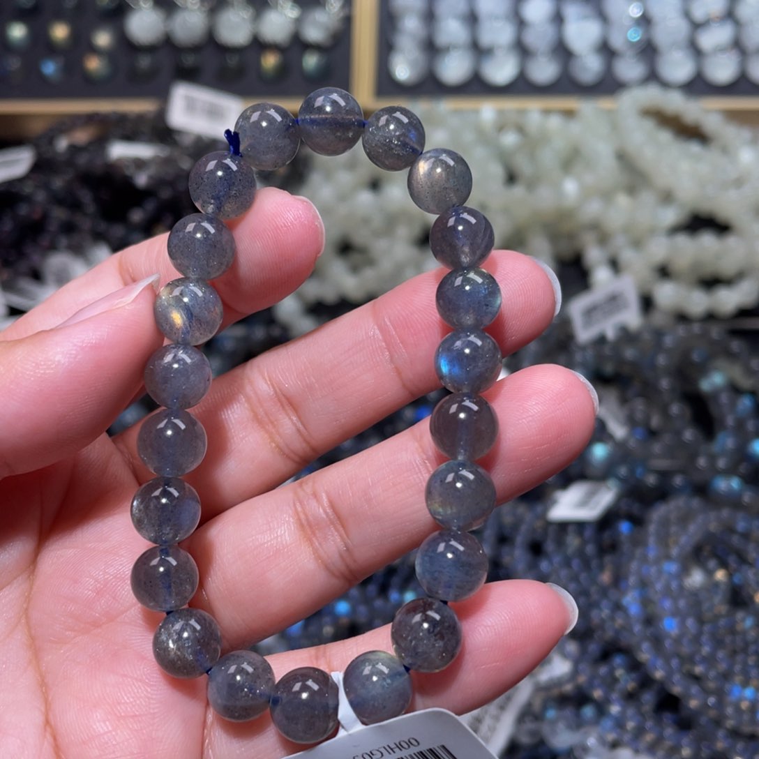拉长石手链未镶嵌黑体灰月光8.5mm+捡漏价