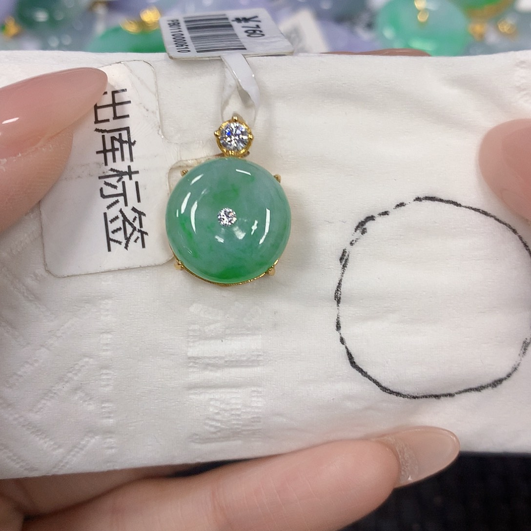 颈饰银S925镶嵌翡翠天然缅甸A货翡翠百元以上9米证书费自理