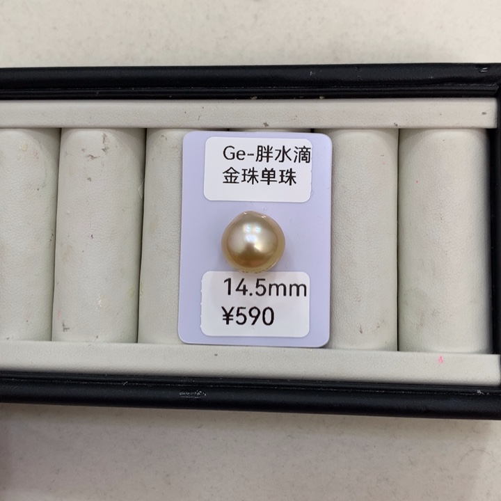 爱***鱼海水珍珠裸珠14.5mm金珠裸珠玉福利珠不退不换
