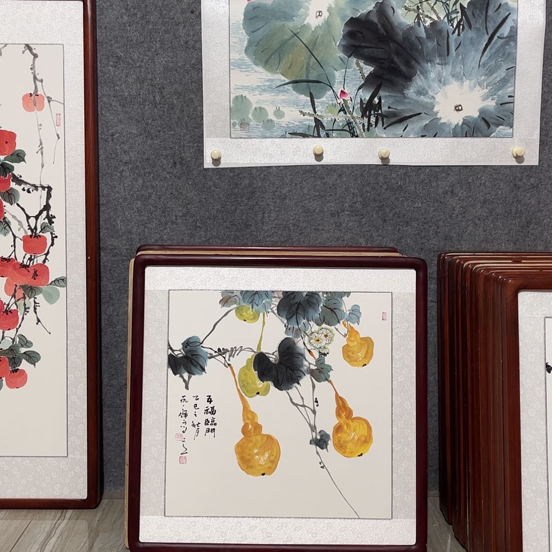 国画书画作品带框63×63