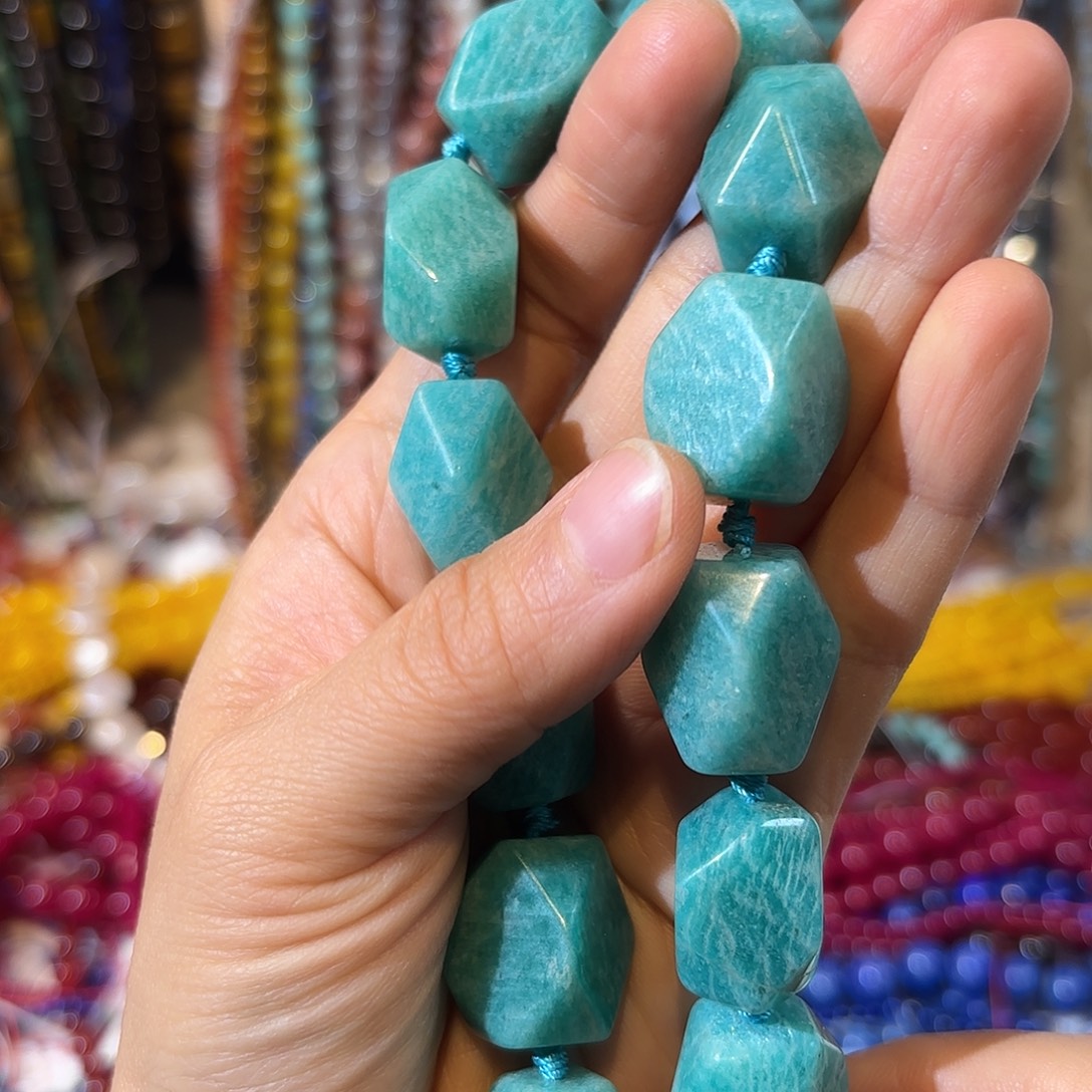 玛瑙/玉髓未镶嵌珠宝半成品天河石卡14-20一条