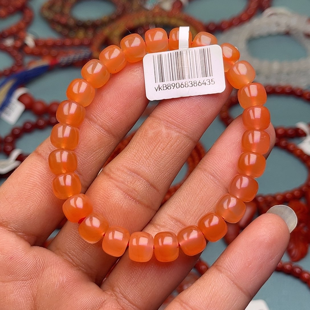 南红玛瑙未镶嵌手链樱桃红卡8十