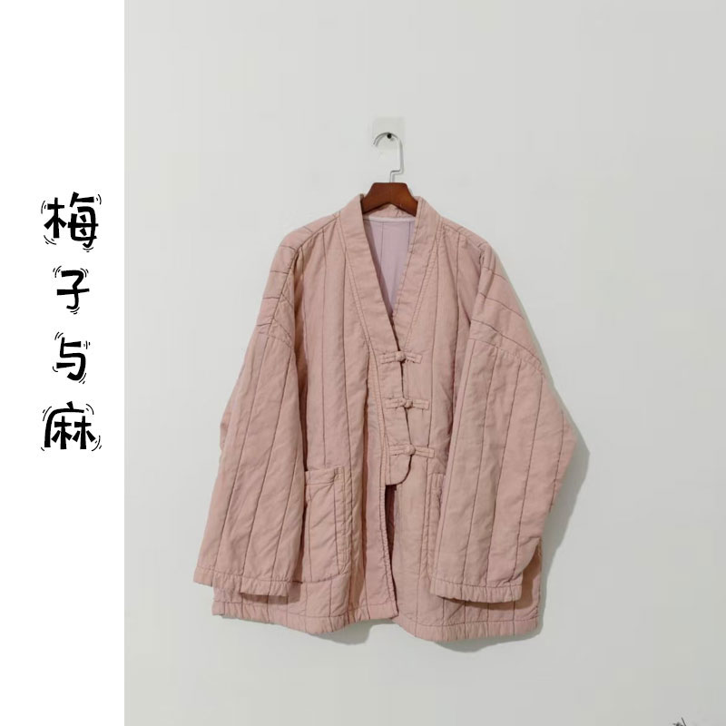 【大梅子推荐】设计款亚麻盘扣棉服JG6526A（衣长70胸围130）