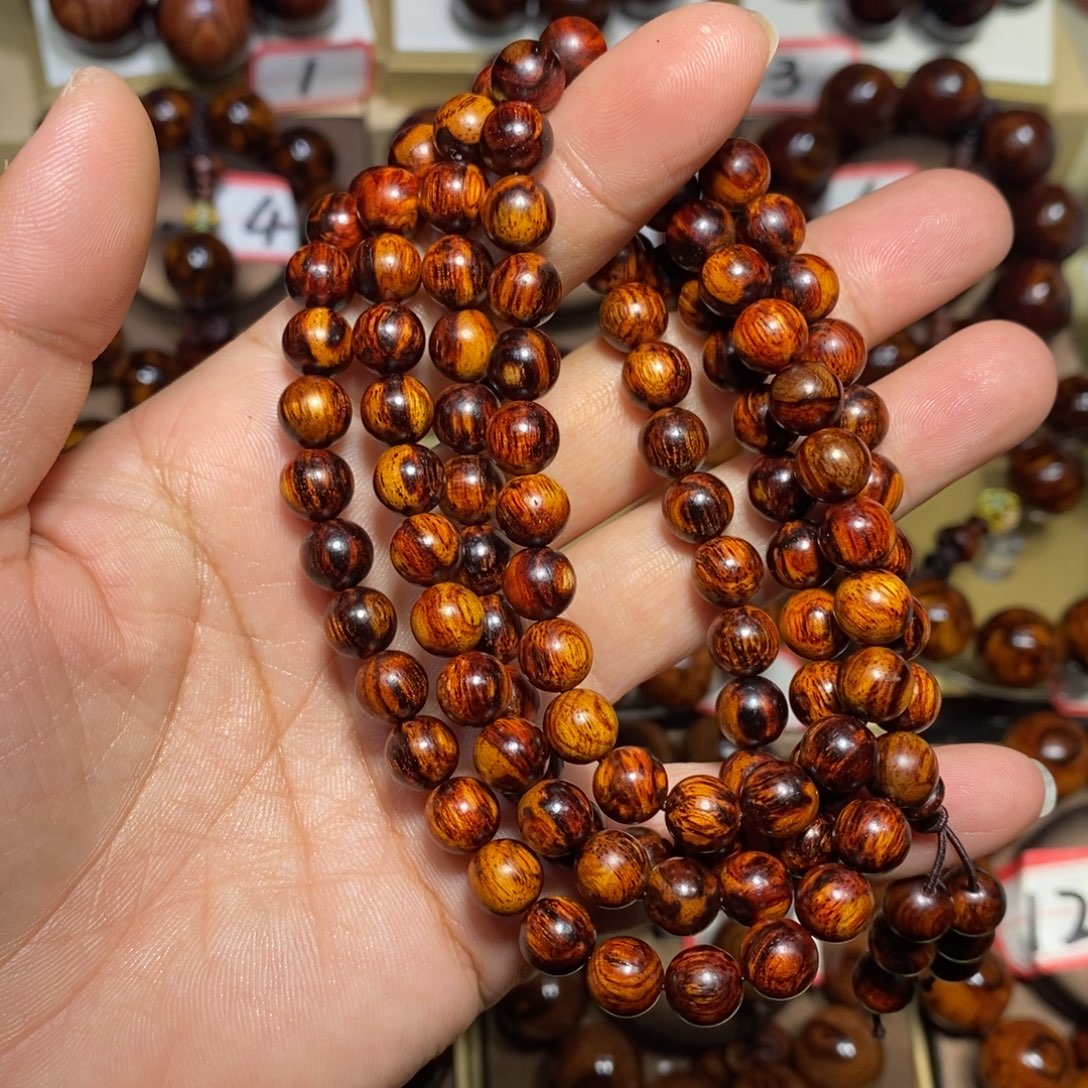 黄花梨/降香黄檀0.8黄花梨108颗火焰纹