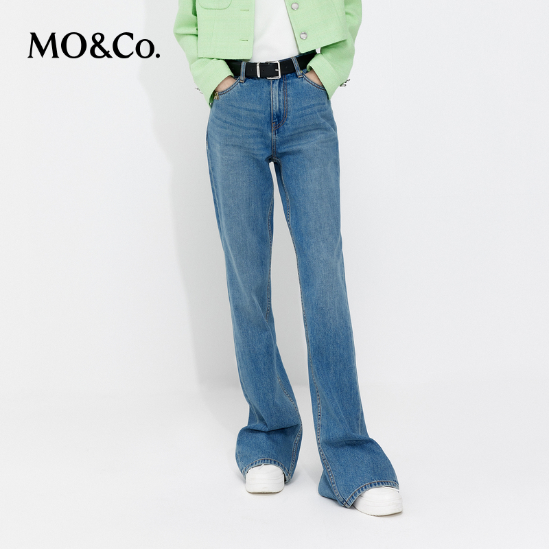 【赵老板专属】MOCO后开叉直筒桑蚕丝绵牛仔裤MBC2JEN004