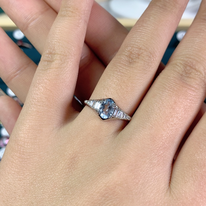 托帕石戒指银S925镶嵌