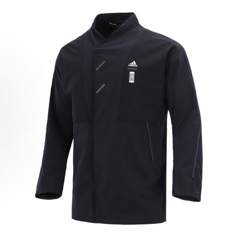 adidas 武极系列中长款立领运动夹克外套 加绒男款 黑色 HE5121