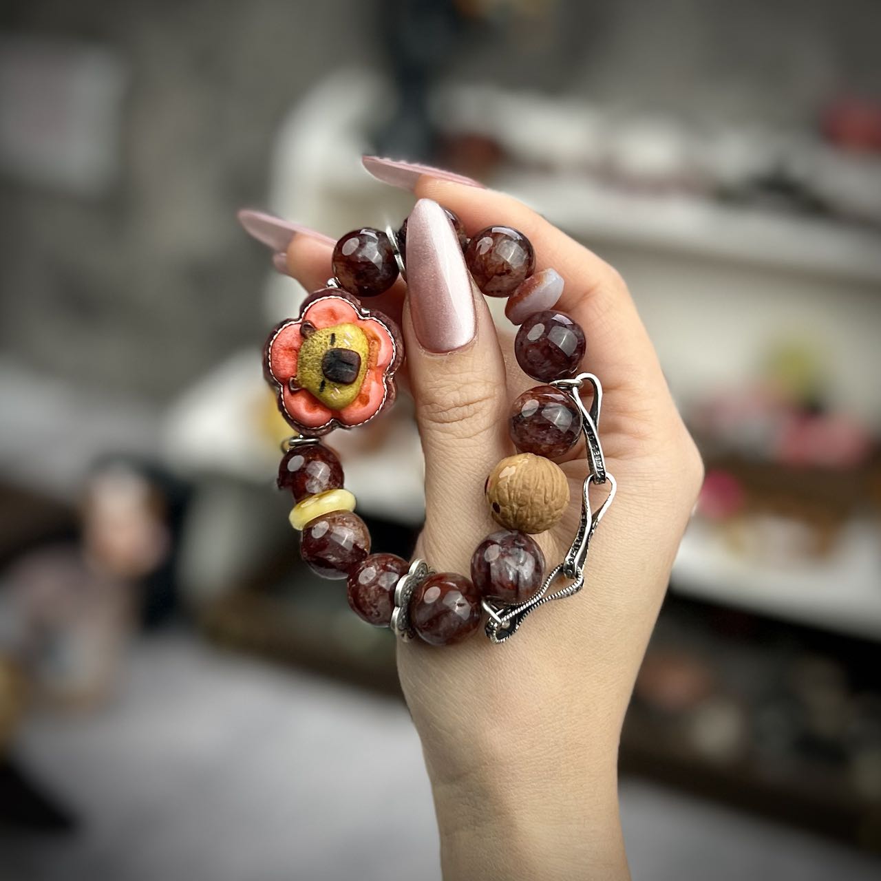 手工创意花朵卡皮手串