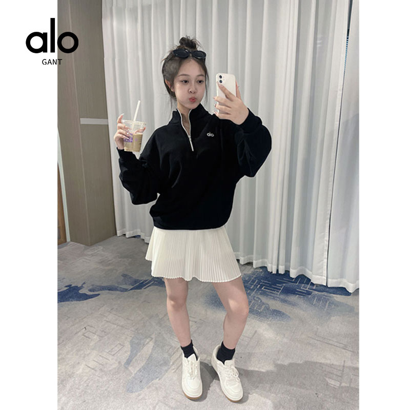 ALOGANT秋季卫衣女款简约休闲抗皱立领抓绒卫衣长袖外套|A10056