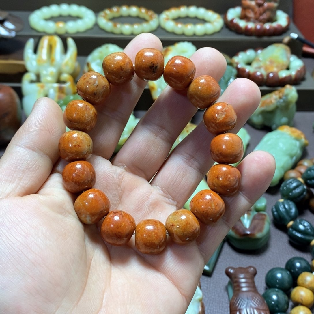 岫岩河磨玉（透闪石质玉）手串卡14未镶嵌