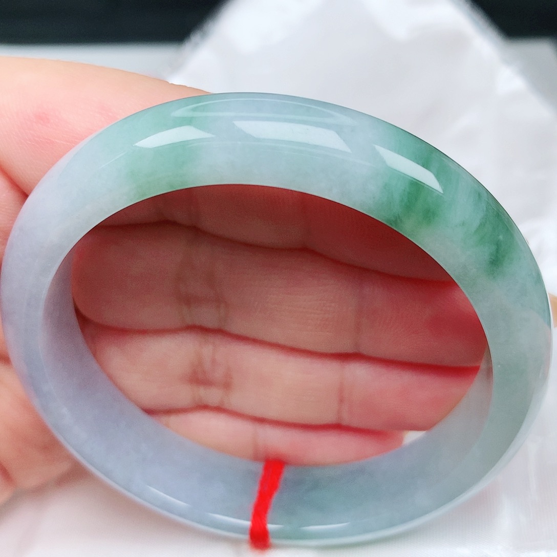 未镶嵌手镯翡翠64飘花春彩