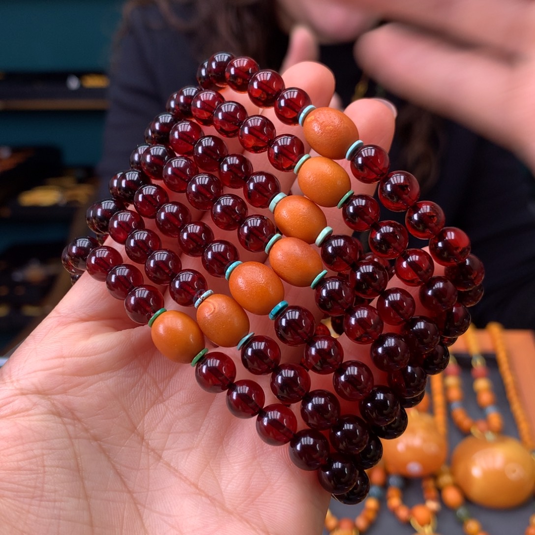 琥珀未镶嵌手串多样性发一