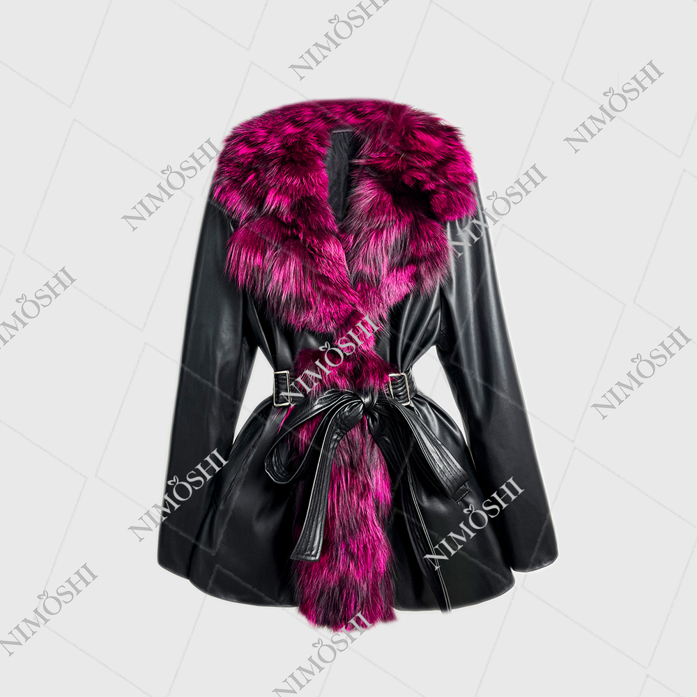 【莎总专属】韩系高级挑染毛外套保暖束腰时尚百搭P1013