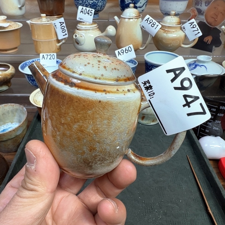 摆件947景德镇手工七天六夜柴烧壶