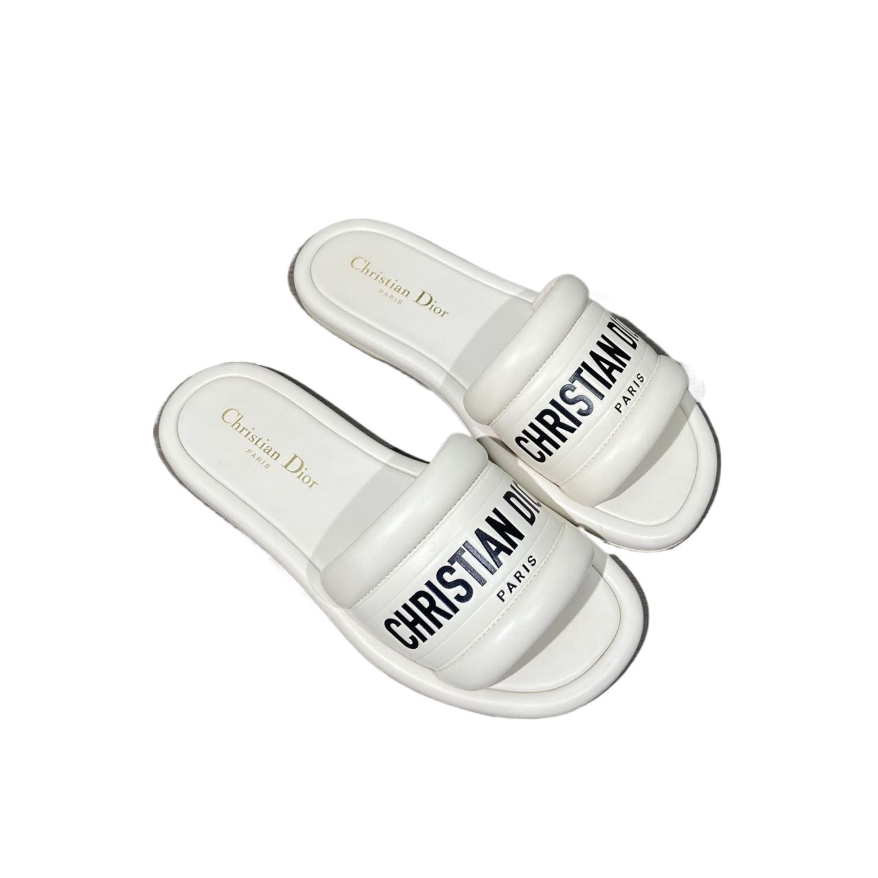 95新 DIOR/迪奥 36.5码 白色字母凉拖鞋 re8312