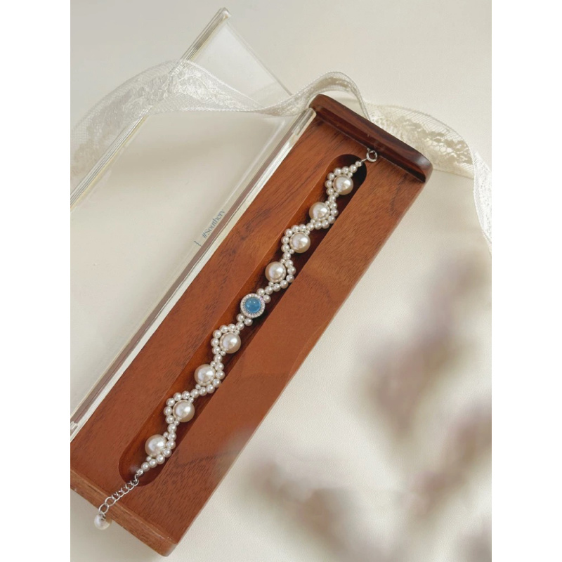 铜合金合成锆石手链 合金 海宝蓝手链2111