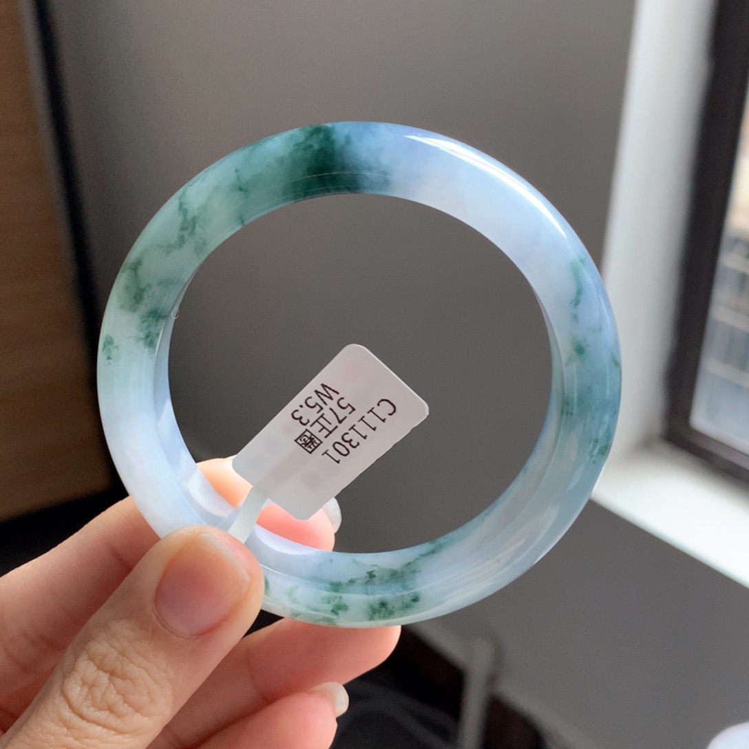 翡翠手镯未镶嵌烟罗紫飘花30号