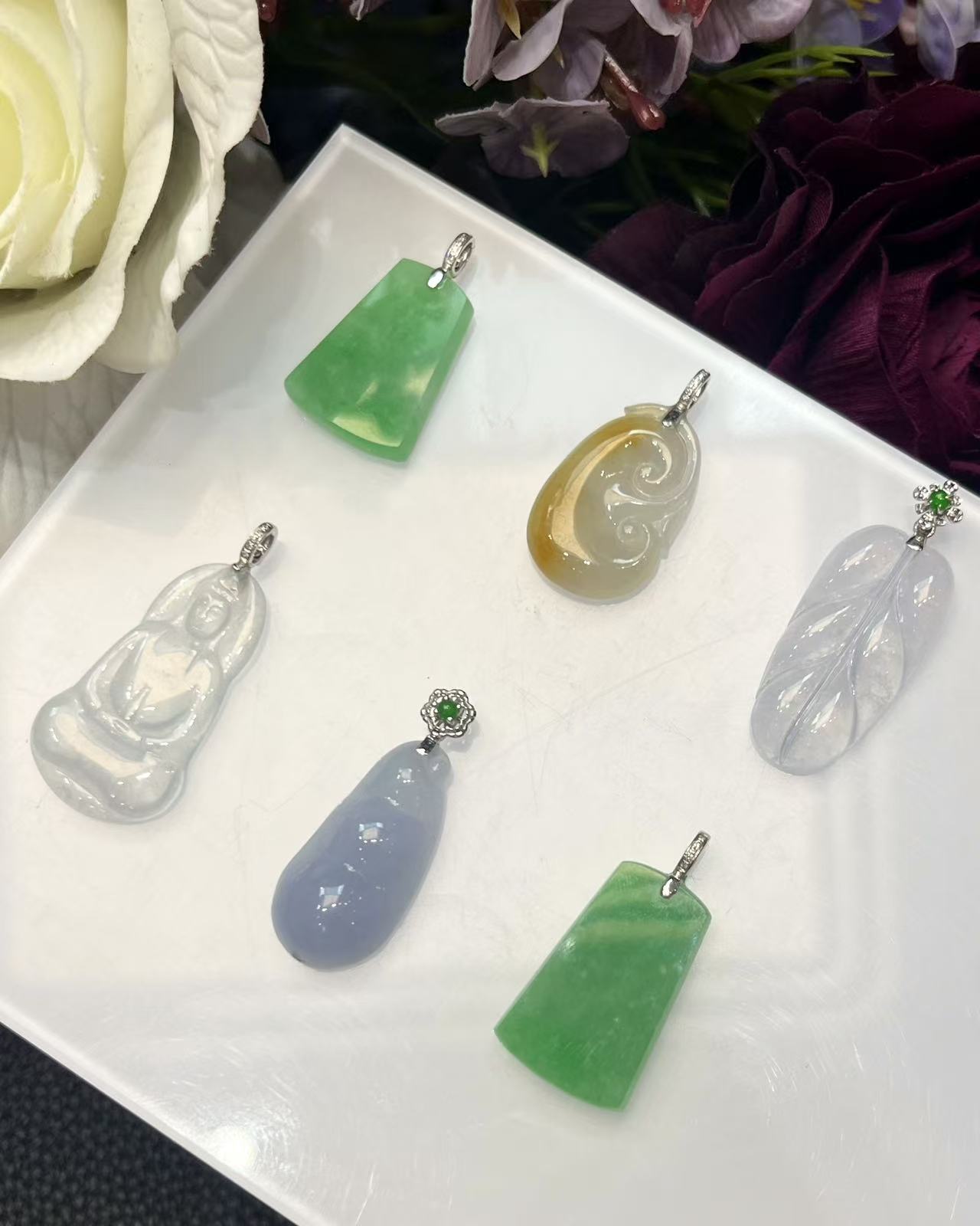 【云中意彩虹盘】18K金镶嵌翡翠吊坠-多样性发货一件hyj-005